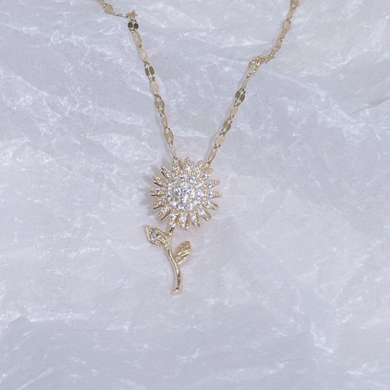 Kalung Liontin Bunga Matahari Dapat Diputar