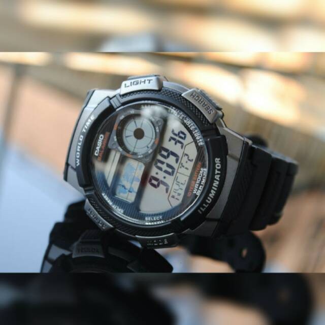 JAM TANGAN PRIA ORIGINAL CASIO ILLUMINATOR RUBBER ROUND WS01