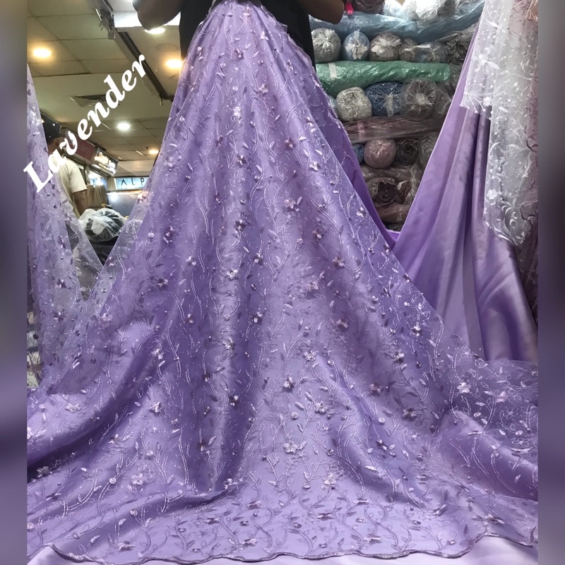 TERMURAH!!! Kain bahan tille akar mutiara / bahan kebaya brokat Tulle.