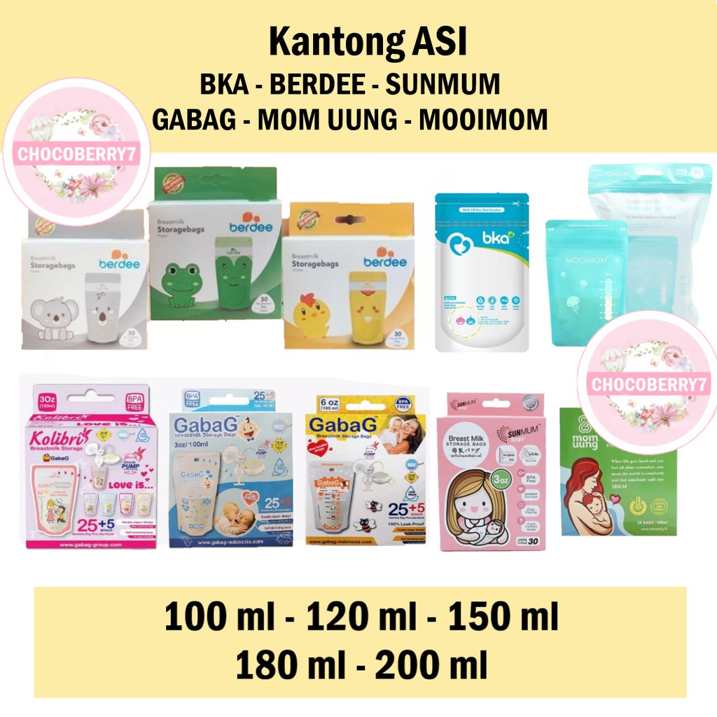 Kantong Asi MOOIMOM / MOM UUNG / SUNMUM / BKA / BERDEE / GABAG KOLIBRI MAMABEAR 100ml 100 120 150 180 200 ml