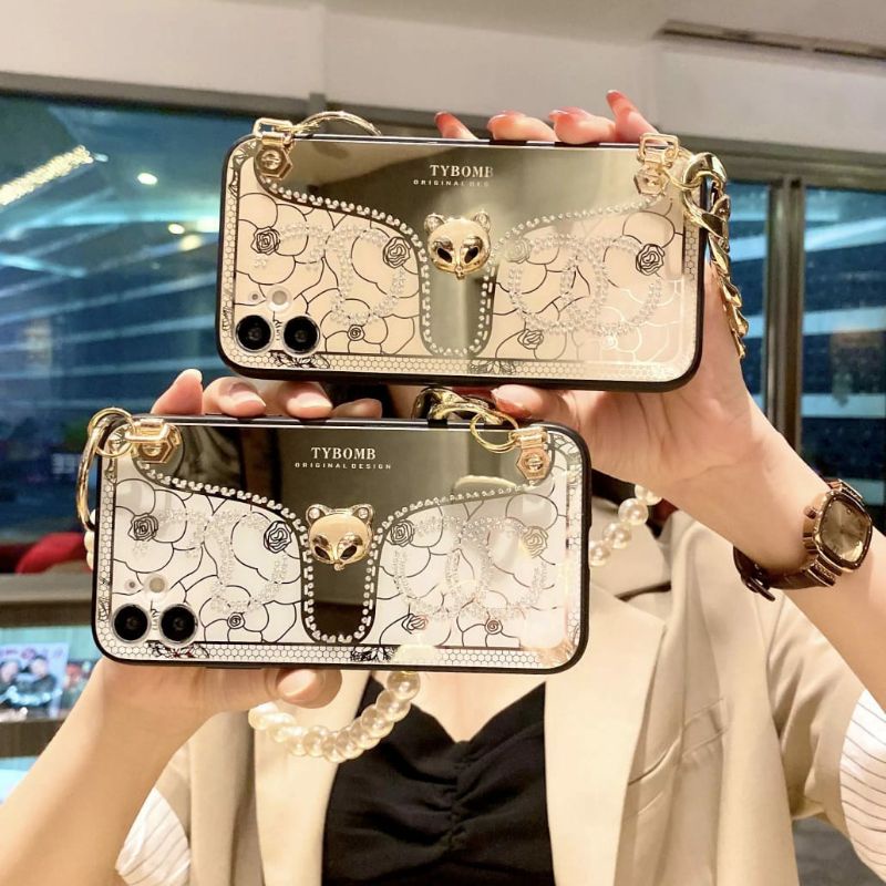 Case IPHONE 11 12 Pro Max 11 12 Casing+Tali Mutiara Rantai Cantik Mewah Elegant Unik