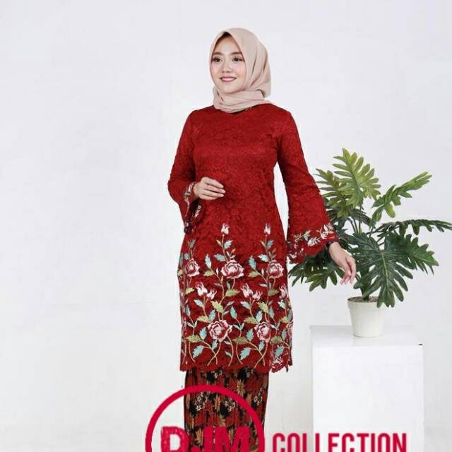 Atasan Kebaya Tunik Kancing Tulle Fatimah Full Bordir mutiara