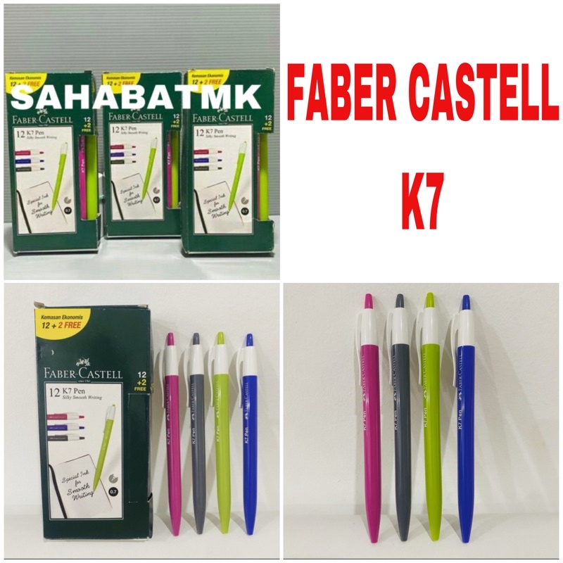 

PULPEN FABER CASTELL K7 0.7 MM ( HITAM ) / 1 BOX ISI 12 PCS + FREE 2 PCS
