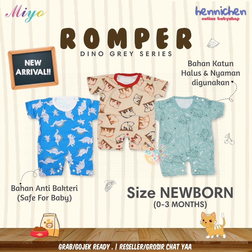 MIYO by libby Baju Kodok Segiempat MOTIF GEORGE MONKEY /Romper Bayi/Baby PRINT Newborn (0-3M ) SNI