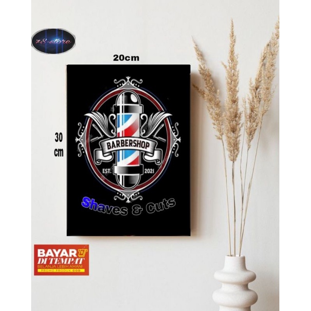 poster kayu tema barbershop/hiasan dinding barbershop/poster barbershop
