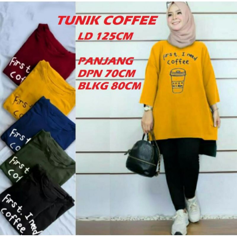 Tunik jumbo coffe/Atasan wanita/ baju lebaran 2021/ tren 2021/ bisa COD/Tunik terlaris dan kekinian