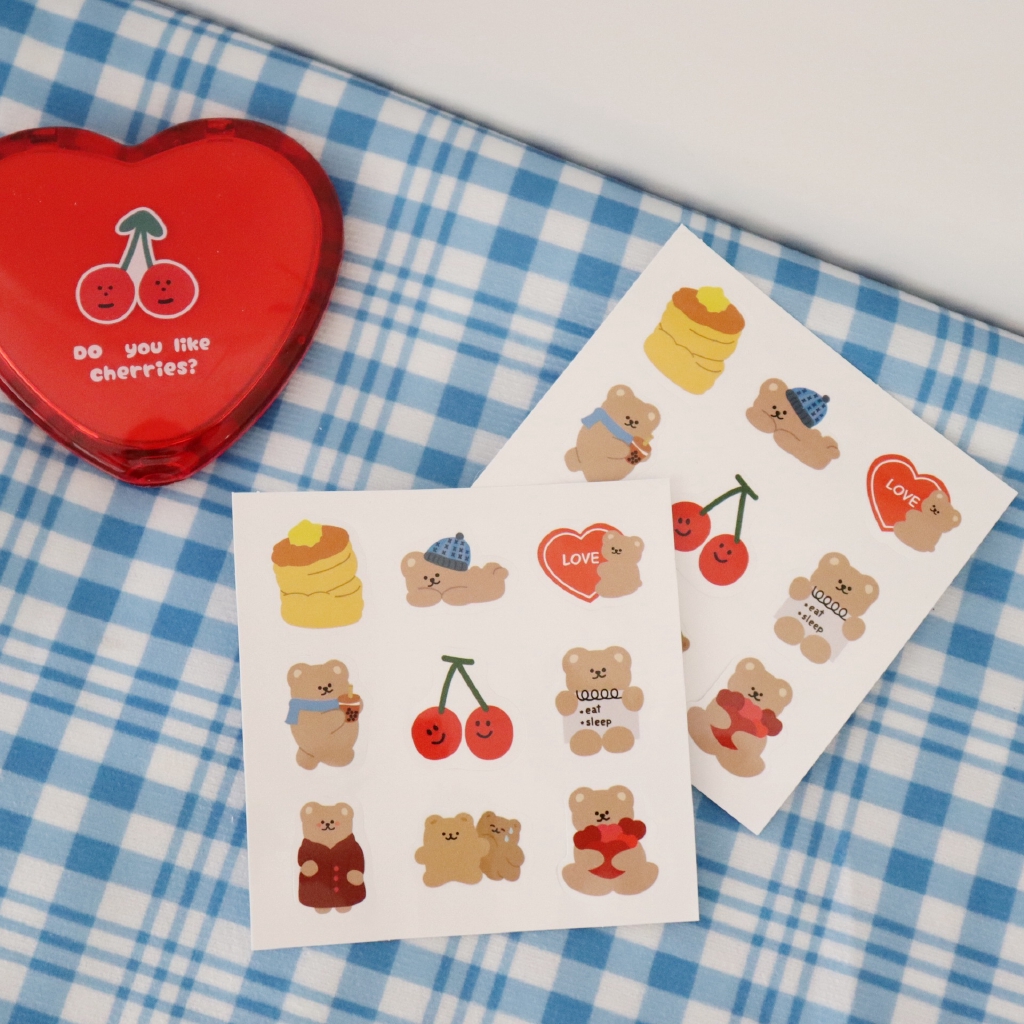 Korea ins lucu cherry bear PVC stiker akun tangan stiker ponsel tahan air komputer