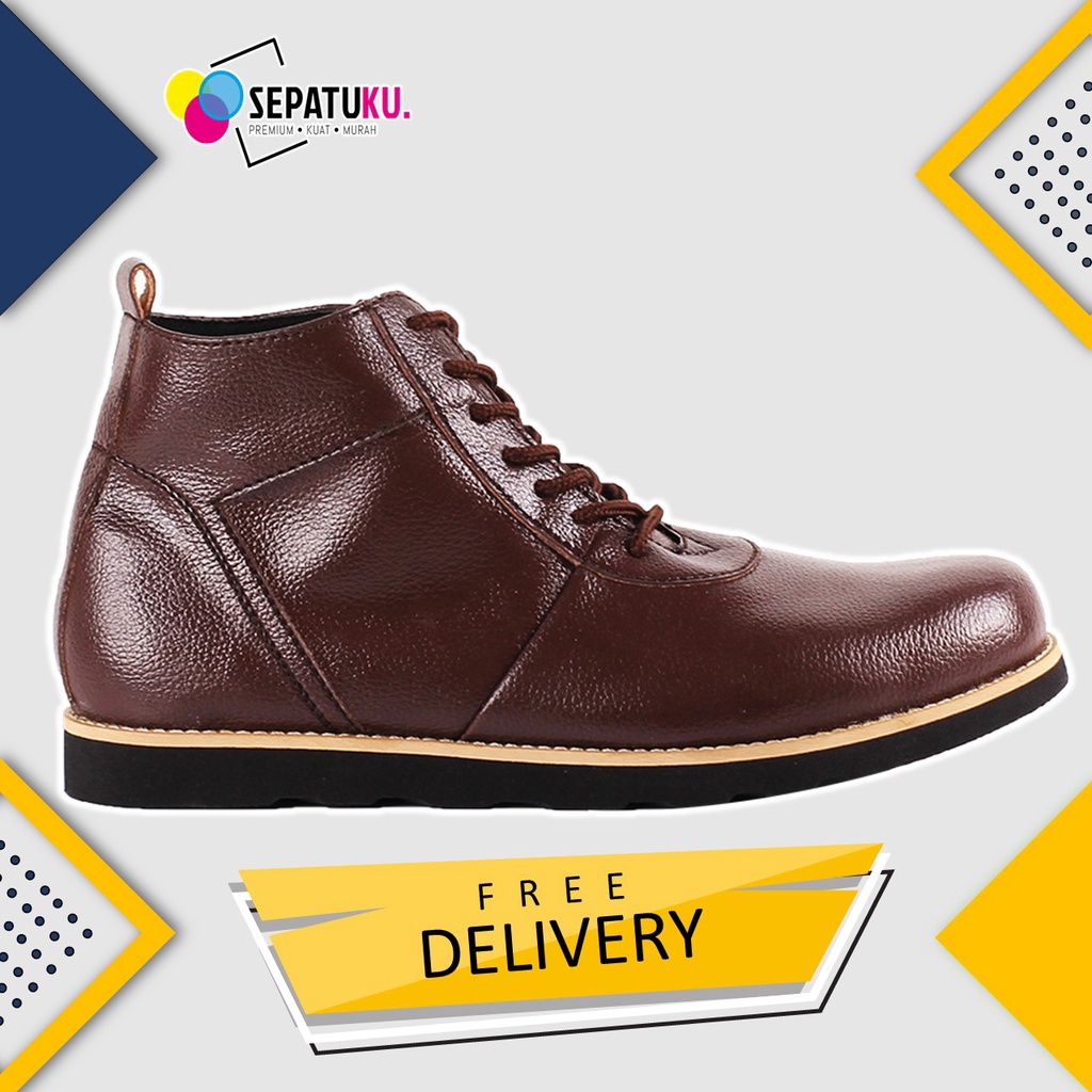 Sepatu boots safety pria Sepatu Safety Shoes Sepatu Kerja Kantor Pria Sepatu Kerja Lapangan ujung besi kulit murah Sepatu Cowok Keren Sepatu Casual Original 100% Spatu Pria Cowok Kulit Asli - Orion-BROWN