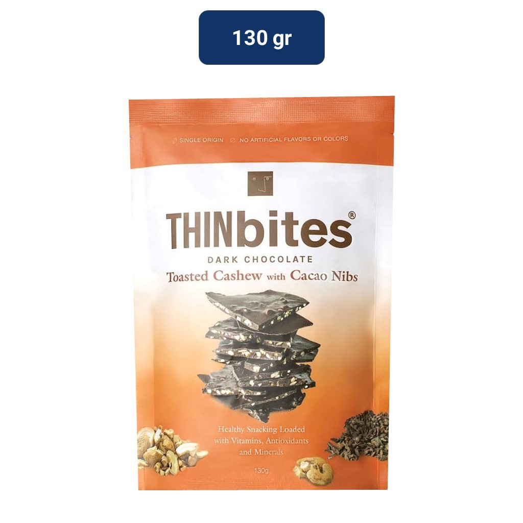 Vel Moriz Thin Bites Dark Chocolate Toasted Cashew w/ Cacao Nibs 130gr