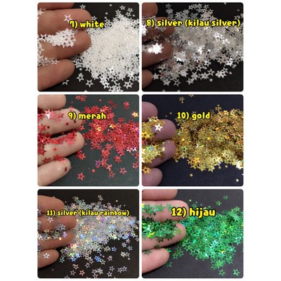 glitter bintang hollow star glitter nail art slime aksesoris craft 1