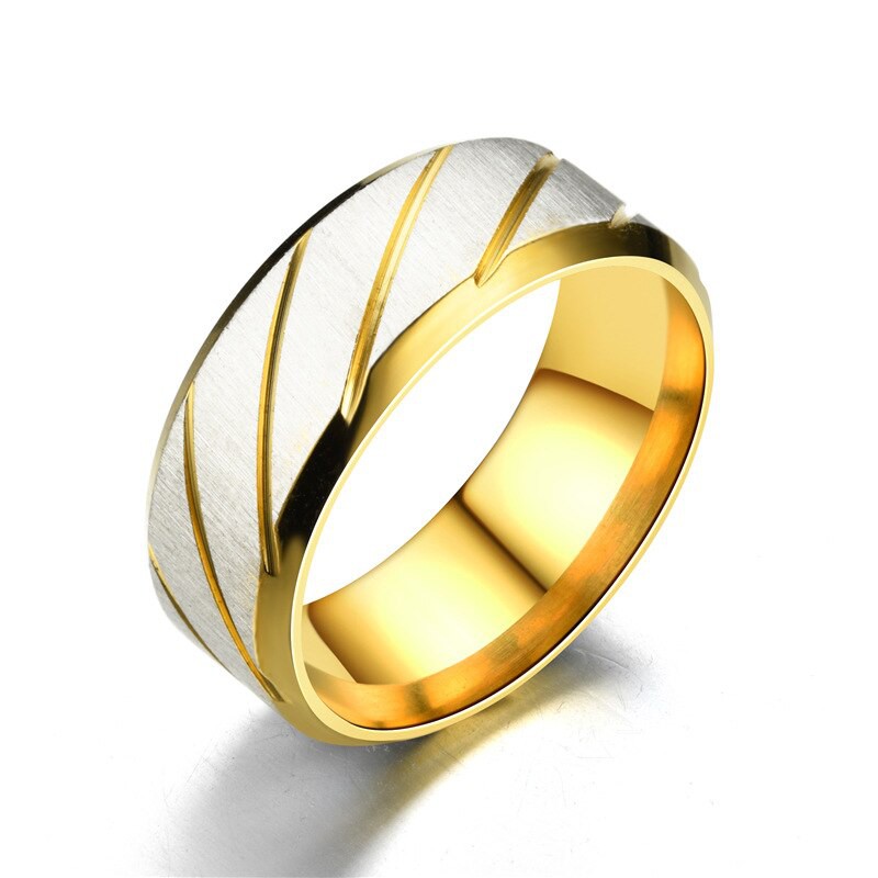 Cincin stanless steel pria wanita Warna Gold hitam biru Size 6 7 Dan 8