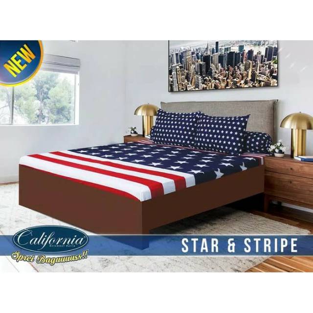 Sprei California Karakter Motif Star & Stripe 180x200 cm