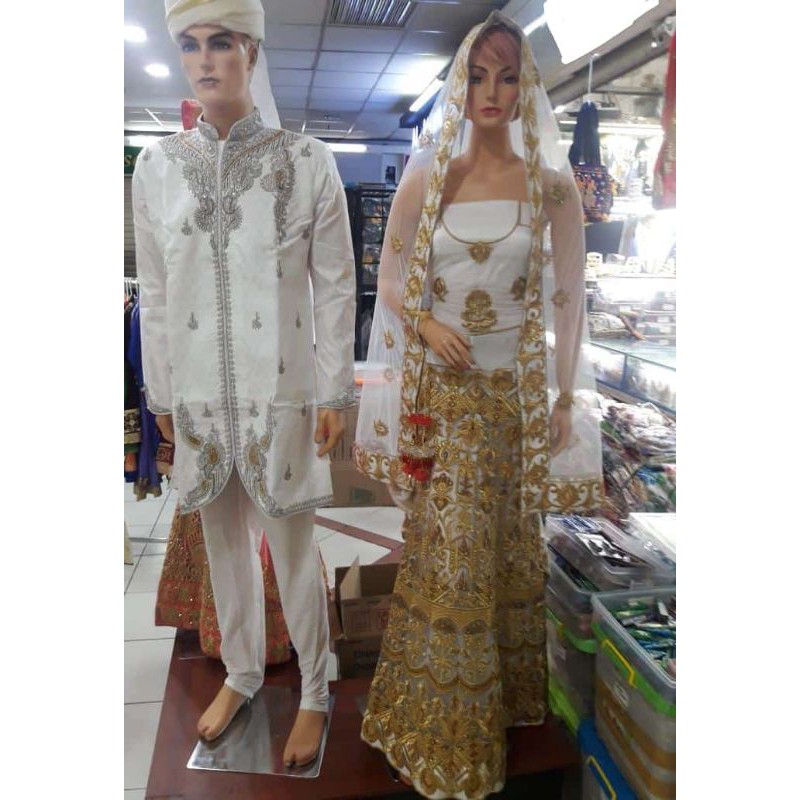couple set white gaun putih pengantin pernikahan adat bugis minang india muslim wedding bollywood