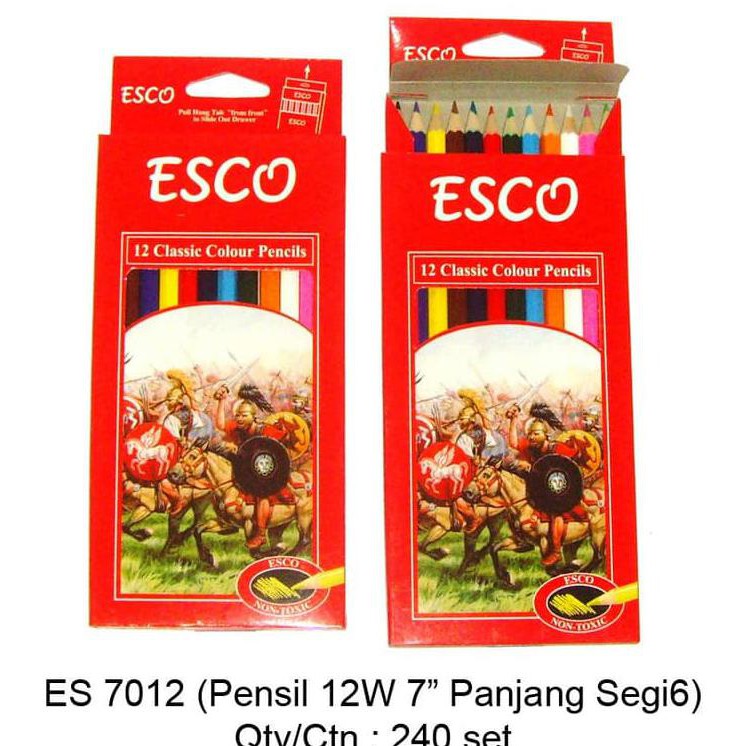 

Sale!! Pensil Warna Dus 12 W Panjang Esco Es7012 Terbaru