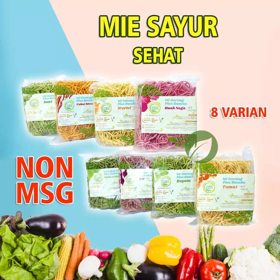 

Mie Sehat NON MSG 100gr Goreng Organik Instant Alami Noodle Lingkar Organik