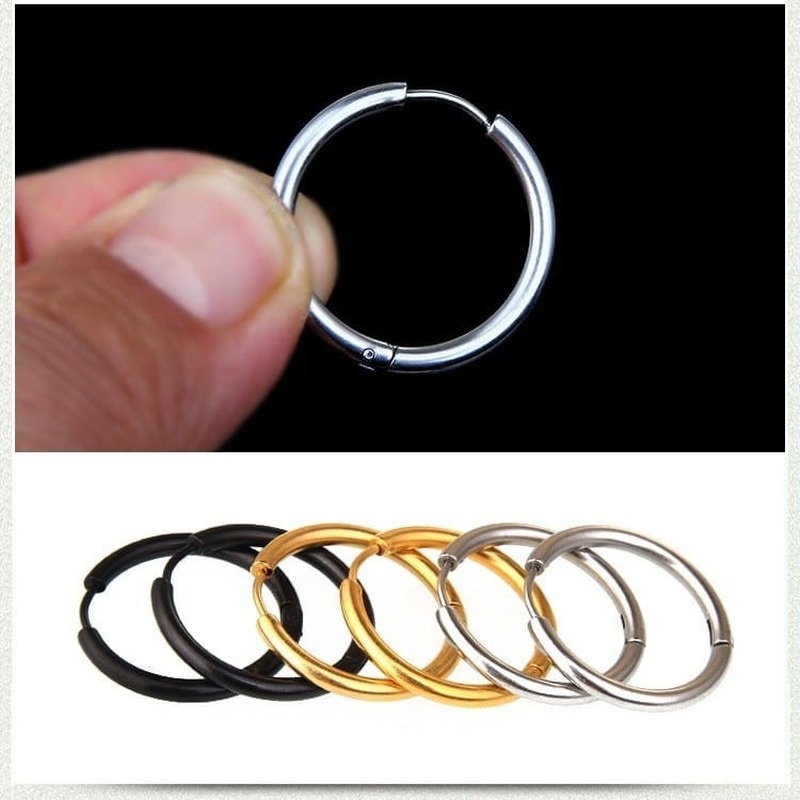 2.5 Coil Men's and Women's Circle Round Big Circle Ear Buckle Titanium Steel Stainless Steel Ear Jewelry 210902