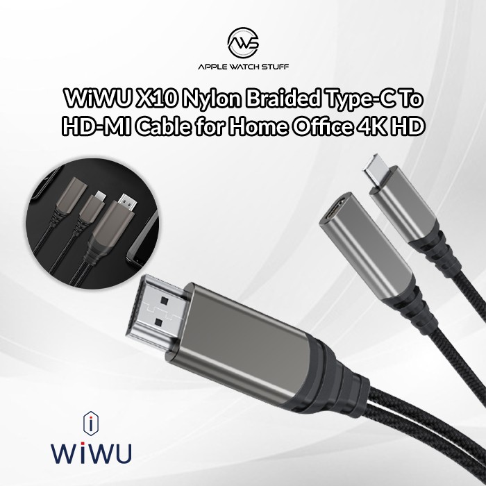 WiWU X10 Nylon Braided Type-C To HD-MI Cable for Home Office 4K HD TV