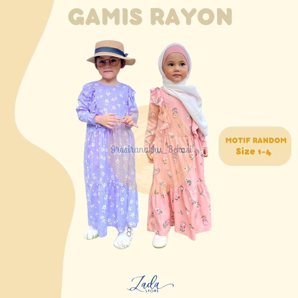Gamis rayon anak Zadda Rumbay Mix Motif size 1-4tahun