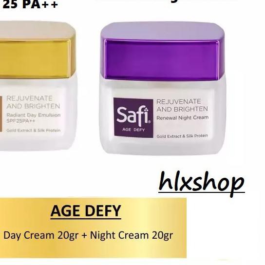 ❋ Safi Age Defy Renewal Night Cream + Radiant Day Emulsion SPF 25 PA ++ 25 gr Krim Siang Malam ➤
