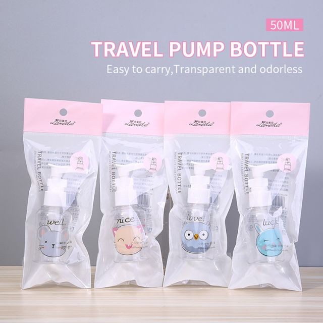 Empty Bottle Pump Cute Animal Traveling Bottle Transparent Botol Pump Kosong 1 Pcs size 50 ml 75 ml 100 ml Pompa Botol Transparan