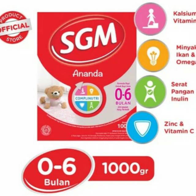Susu formula SGM 0-6 bulan 1000 gram
