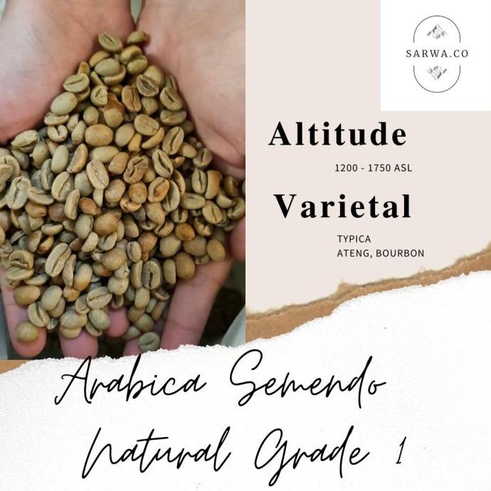 

Arabica Green Bean 1KG - Semendo Natural Grade 1 - Biji Kopi Arabika