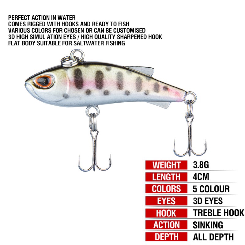 Metal Lure Kail Pancing Alat Pancing Murah Umpan Mancing Umpan Pancing Buatan Mini Minnow Lure Umpan Mancing Vib Alat Pancing Umpan Ikan Umpan Pancing relix nusantara 1PCS 3.8g/4cm