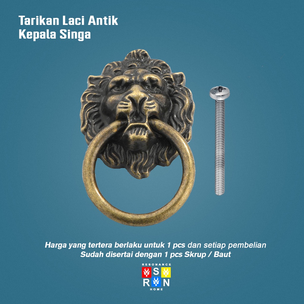 Tarikan Laci Antik Vintage Model Kepala Singa / Antique Drawer Handle Resonance Home