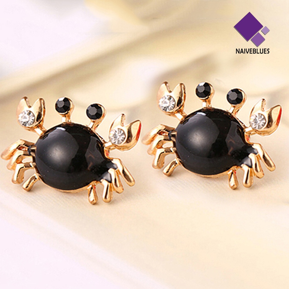 Anting Stud Desain Kepiting Laut Bahan Alloy Warna Emas Untuk Wanita