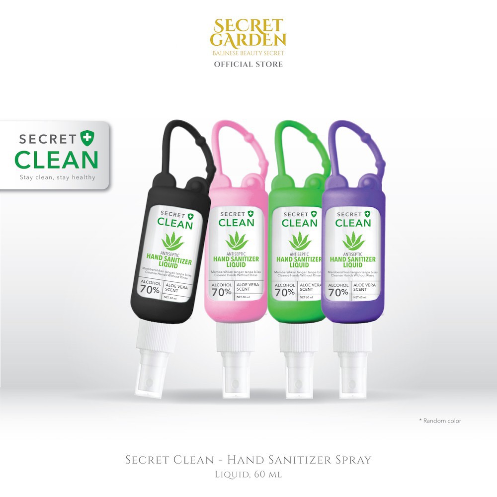 Secret Clean Hand Sanitizer Liquid Spray 60ml + Silicon Case