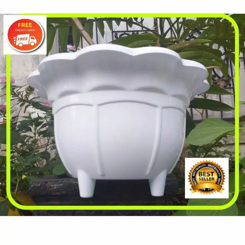 pot putih mawar ukuran 25cm