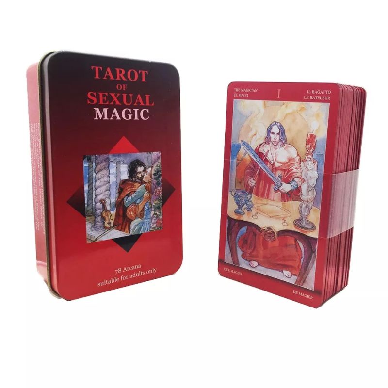 Magic Tarot dengan Kotak Kaleng pinggiran Merah