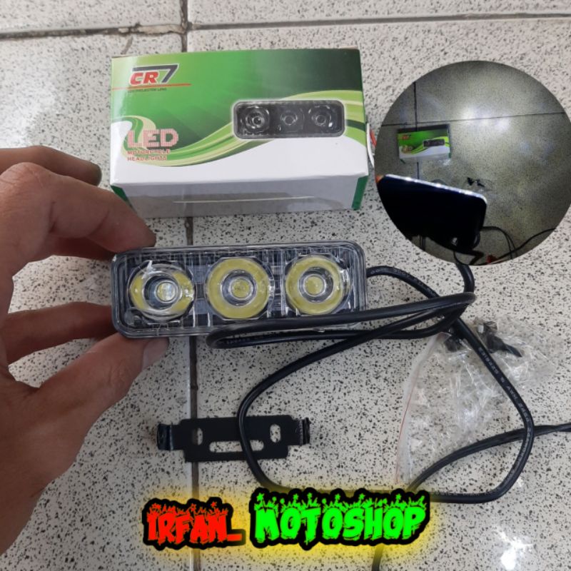 LAMPU TEMBAK CR7 3LED 6WATT KLX CRF RX KING KTM UNIVERSAL SEMUA MOTOR DAN MOBIL