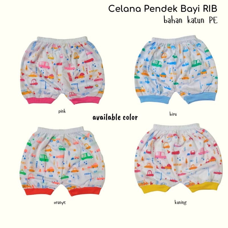 Celana Pendek Bayi Katun RIB 0-6 Bulan 1Pcs Celana Pendek Harian Bayi Celana Bayi Lusinan Harga Grosir