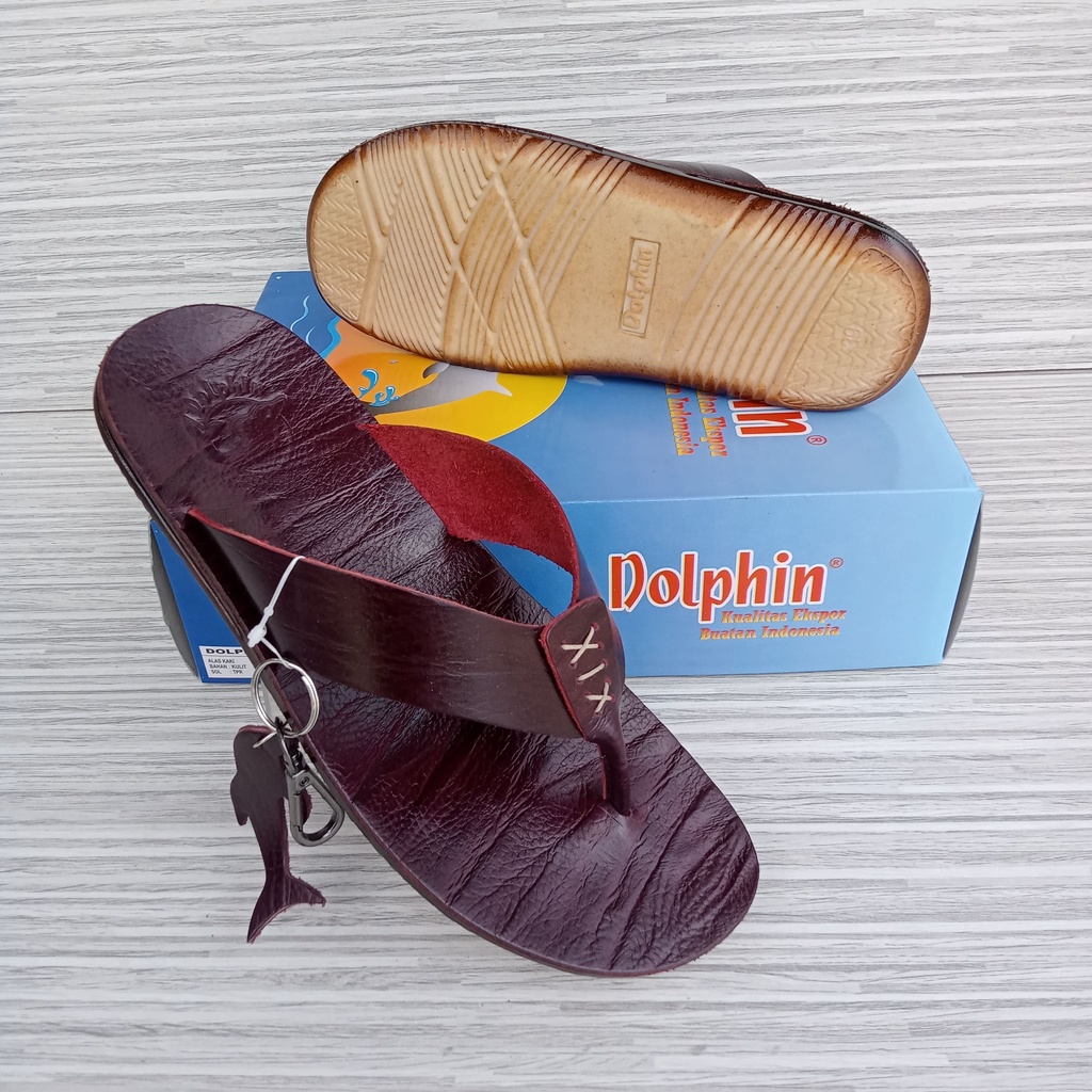 Dolphin sandal slide pria kulit type carloss jepit classic series sandal pria merek dolphin kulit as