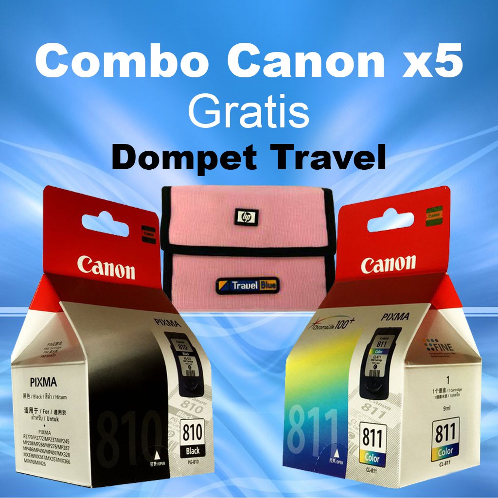 Paket Canon ⑸ Catridge Original PG 810 Black &amp; CL 811 Color Catridge Ori No Sticker