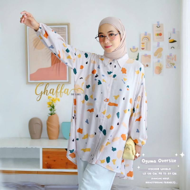 Blouse muslimah premiun / Oguma oversize by ghaffa the label / Blouse motif modern