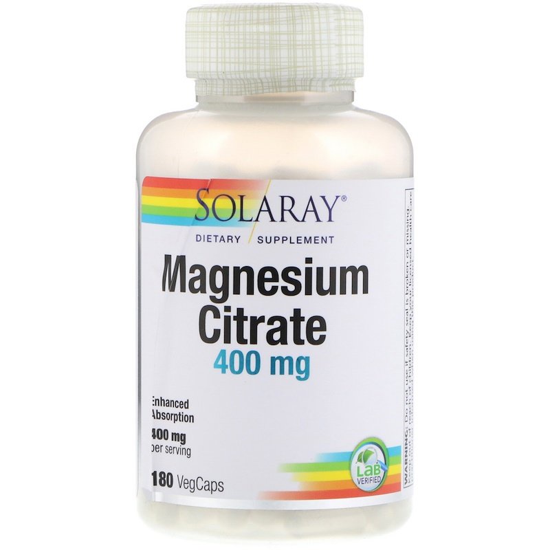 Solaray Magnesium Citrate 400 mg 90 - 180 VegCaps