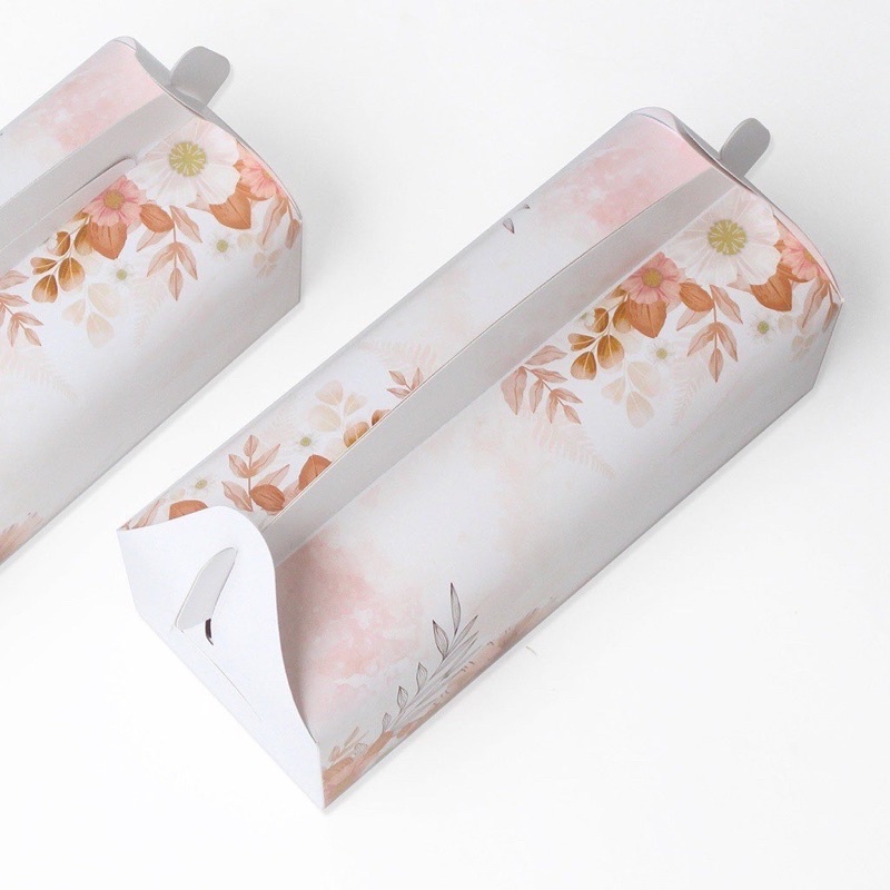 

Dhsouvr Gablebox Peach Fleur Material Ivory white 250gsm box hampers lebaran/natal/tahun baru