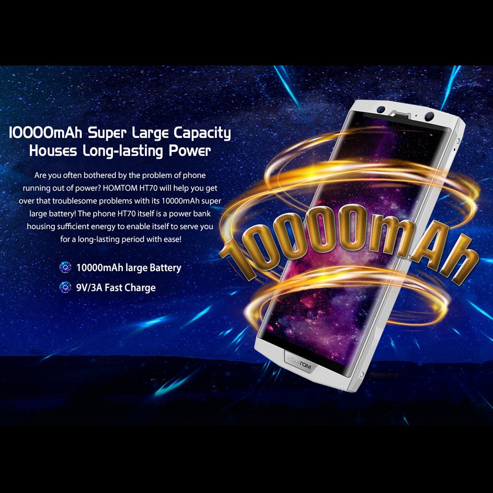 promo  Homtom Smartphone ht70 10000mAh Android 7.0 4GB 64GB 6 Inci