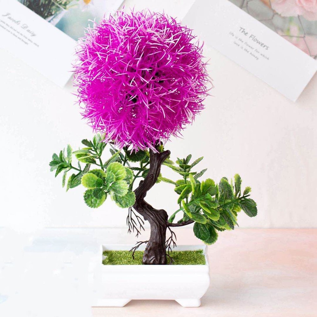 AM570 Bunga Plastik / Pajangan Bunga Artifisial / Vas Petak-Ungu