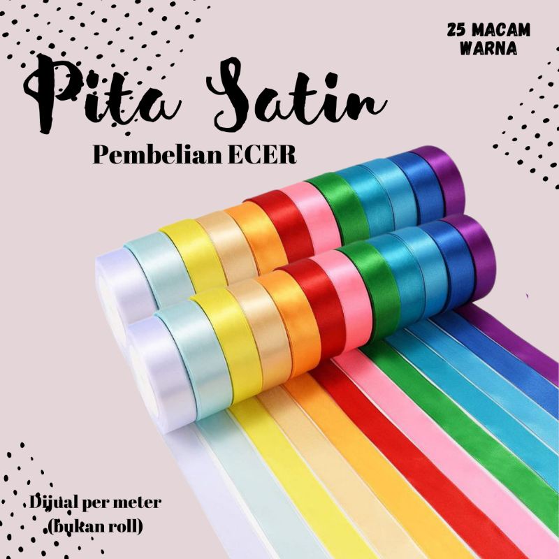 Jual Pita Satin Premium 25 Cm Pita Satin 1 Inch Pita Satin Polos Ecer Pita Kado Hampers