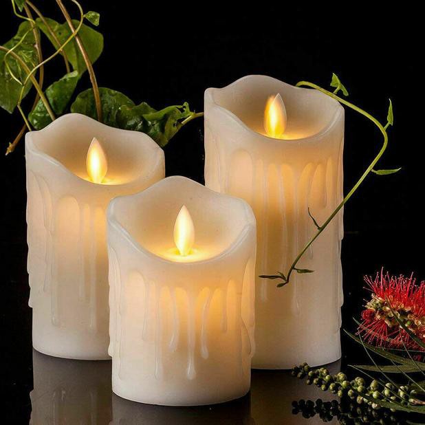 Lilin Natal Christmas Bahan Wax Lilin Asli Elektrik Goyang dengan Remote (3pcs) Lilin Natal Christmas Malam Kudus