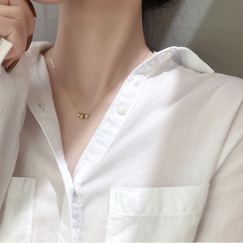 Kalung Titanium Bandul Bola Perhiasan Anti Karat Gold Anti Luntur Bola Bulat Aksesoris Fashion Wanit