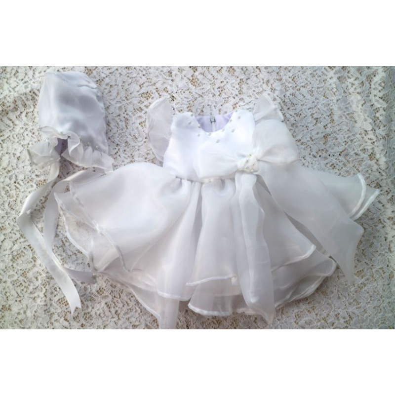 Gaun aqiqah bayi putih dress baptis bayi