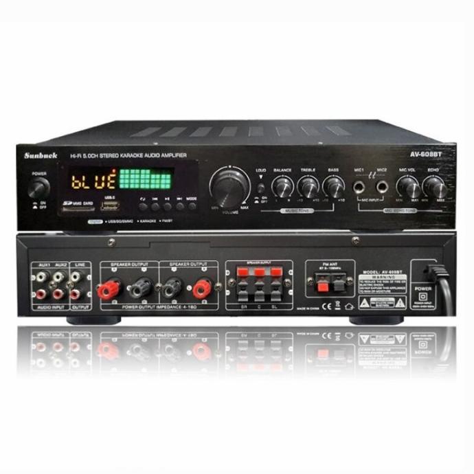 =====] Amplifier Audio Bluetooth Karaoke 5CH 600W Sunbuck - AV-608BT