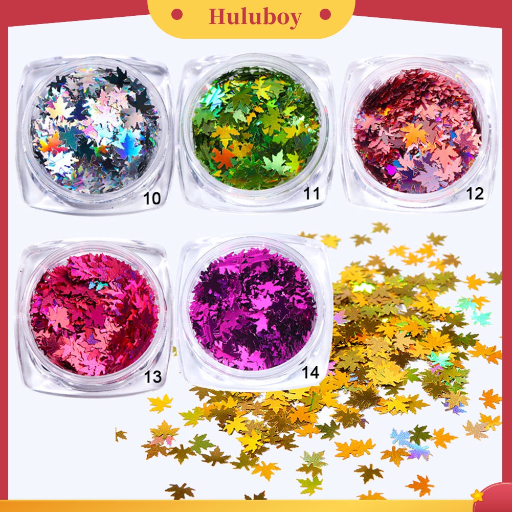 Huluboy Huluboy♡ Payet Glitter Bentuk Daun Maple Warna Gradasi Untuk Dekorasi Nail Art