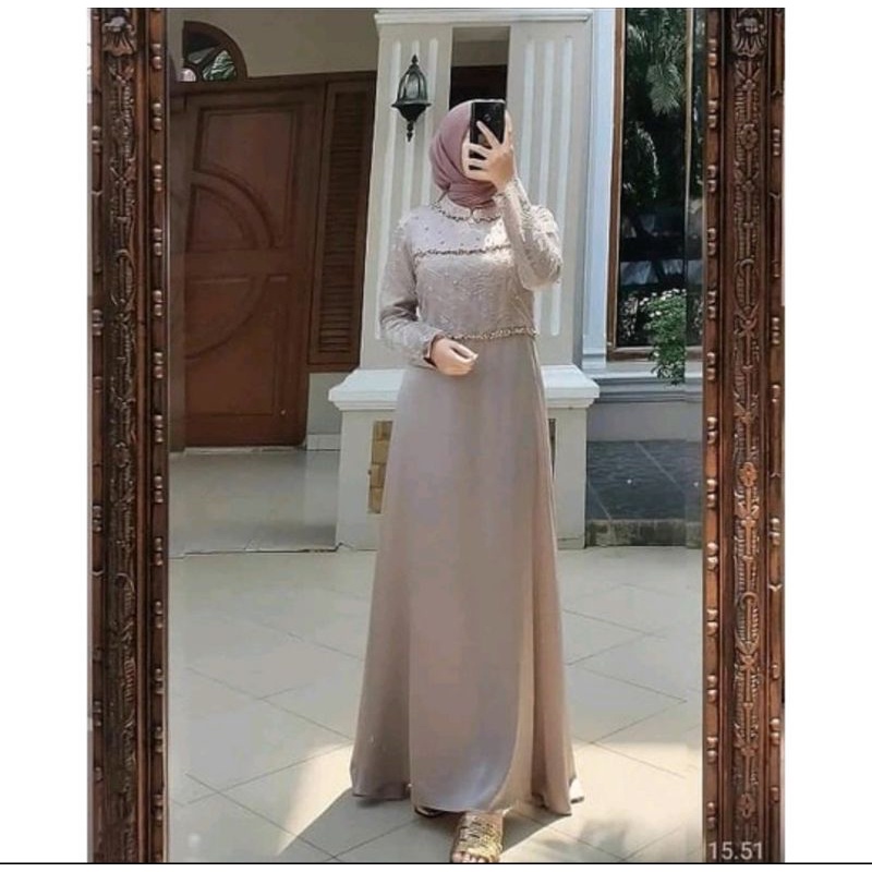 GAMIS TIARA DRESS MAXY VELVET MIX BROKAT TILE MUTIARA FASHION MUSLIM WANITA GAUN PESTA MEWAH KONDANGAN LAMARAN GAMIS COUPLE SYAR'I WANITA MODERN TERMURAH