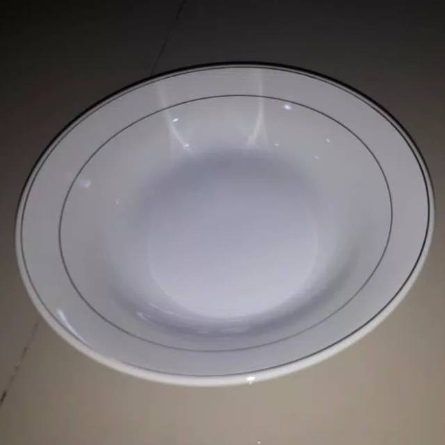 6 pcs Piring Makan Keramik List Emas