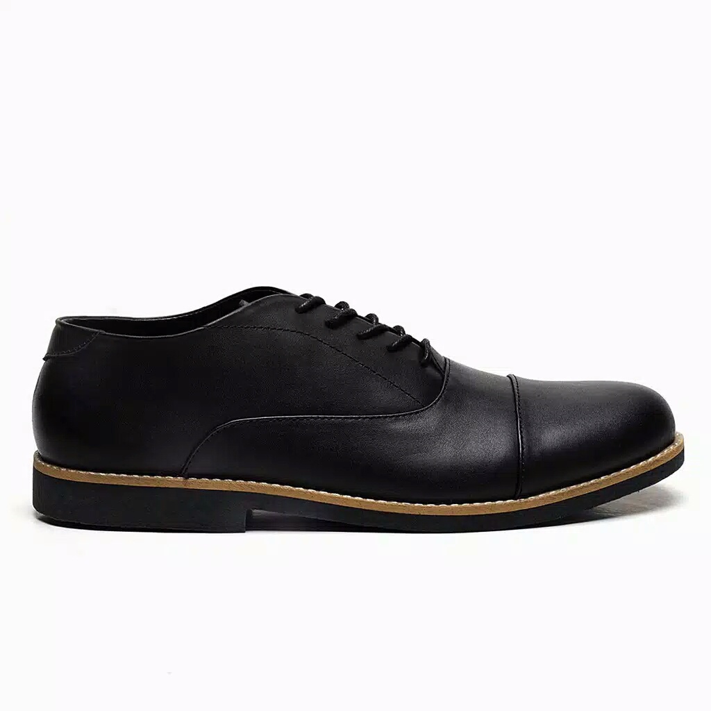 Sepatu Pantofel Pria Kulit Asli Casual Formal Kerja Oxford Sepatu Pantopel Pria - Oxford 0.1 Black